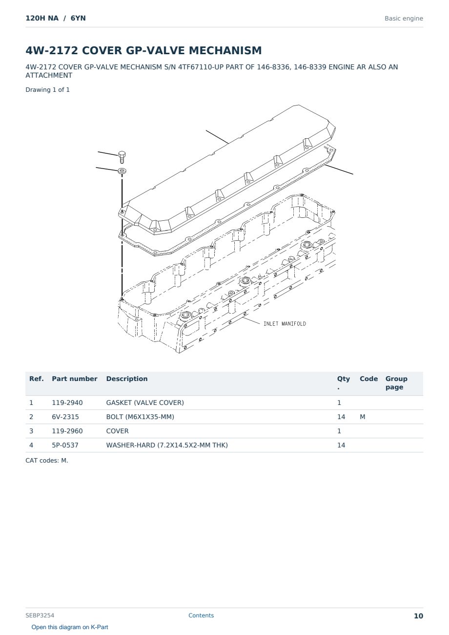Caterpillar 120H NA S/N 6YN Partsbook SEBP3254 (English) - sample page 10 of 10 Caterpillar 120H NA S/N 6YN Partsbook SEBP3254 (English) - sample page 10 of 10