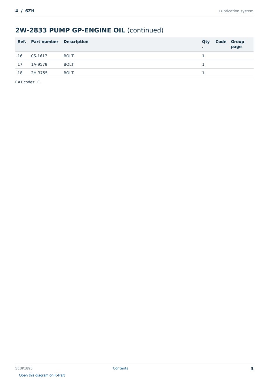 Caterpillar 4 S/N 6ZH Partsbook SEBP1895 (English) - sample page 3 of 10 Caterpillar 4 S/N 6ZH Partsbook SEBP1895 (English) - sample page 3 of 10