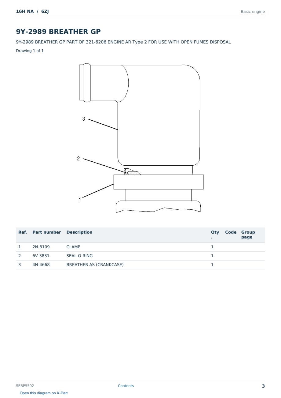 Caterpillar 16H NA S/N 6ZJ Partsbook SEBP5592 (English) - sample page 3 of 10 Caterpillar 16H NA S/N 6ZJ Partsbook SEBP5592 (English) - sample page 3 of 10