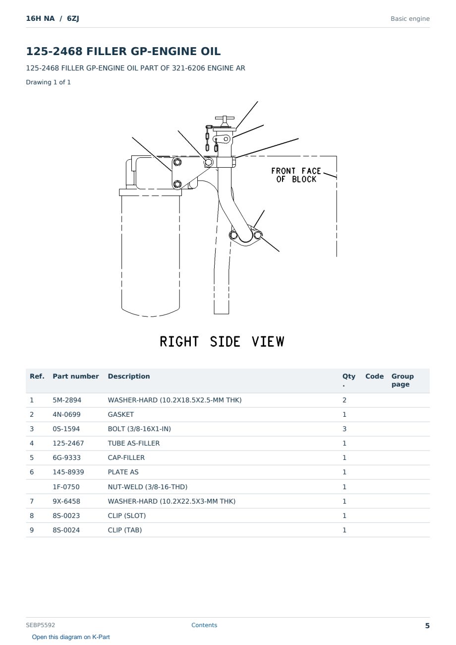 Caterpillar 16H NA S/N 6ZJ Partsbook SEBP5592 (English) - sample page 5 of 10 Caterpillar 16H NA S/N 6ZJ Partsbook SEBP5592 (English) - sample page 5 of 10