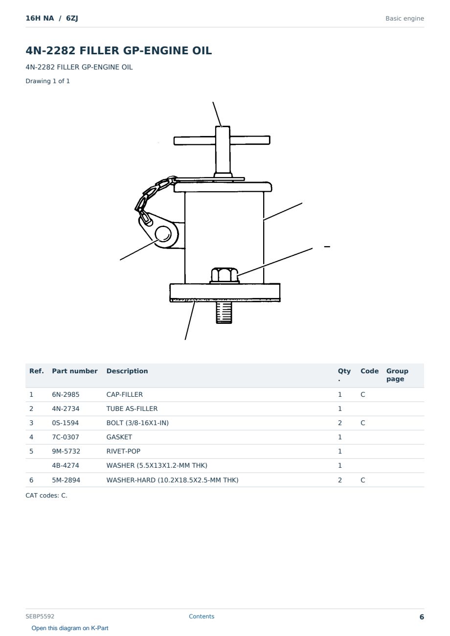 Caterpillar 16H NA S/N 6ZJ Partsbook SEBP5592 (English) - sample page 6 of 10 Caterpillar 16H NA S/N 6ZJ Partsbook SEBP5592 (English) - sample page 6 of 10