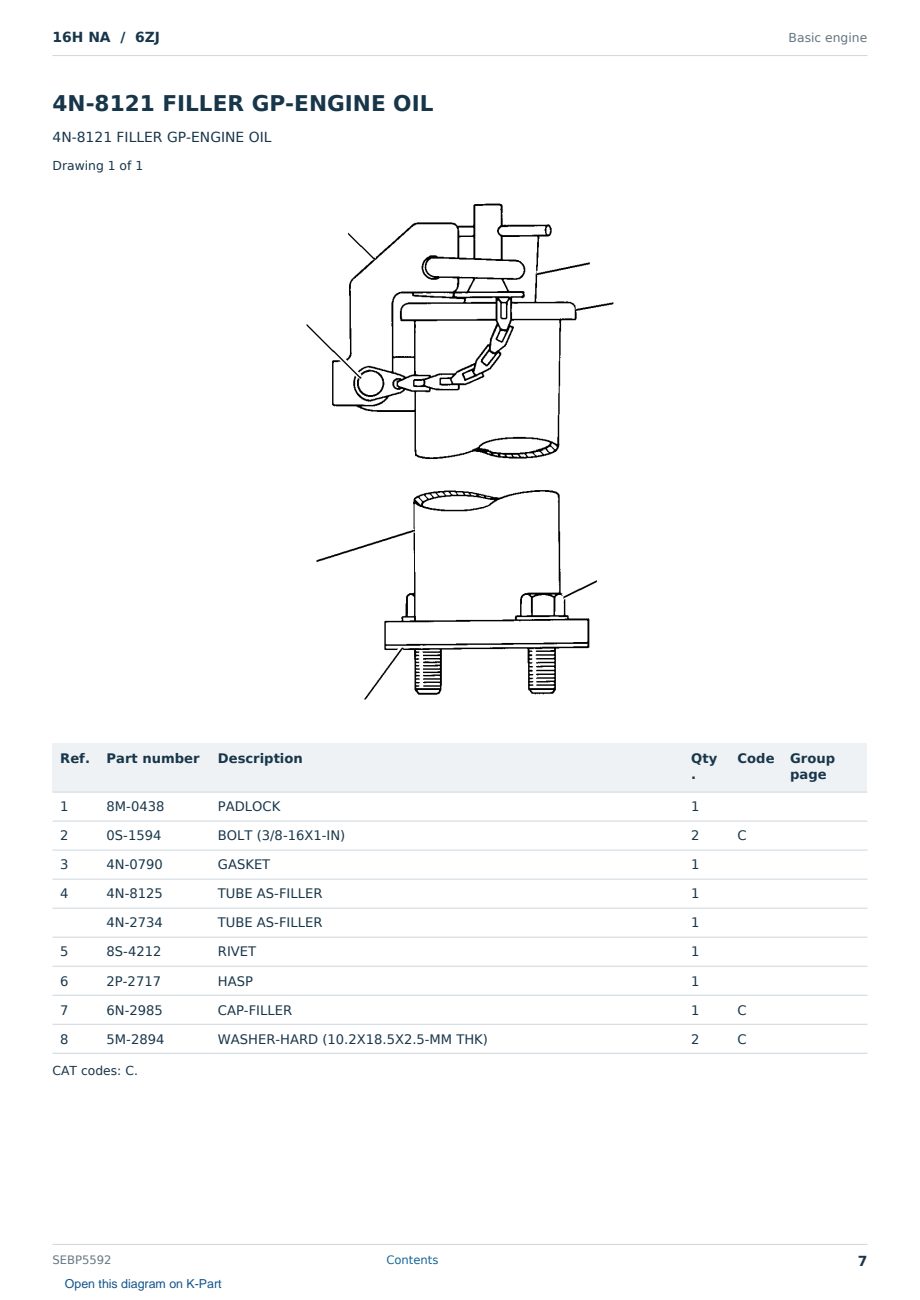 Caterpillar 16H NA S/N 6ZJ Partsbook SEBP5592 (English) - sample page 7 of 10 Caterpillar 16H NA S/N 6ZJ Partsbook SEBP5592 (English) - sample page 7 of 10