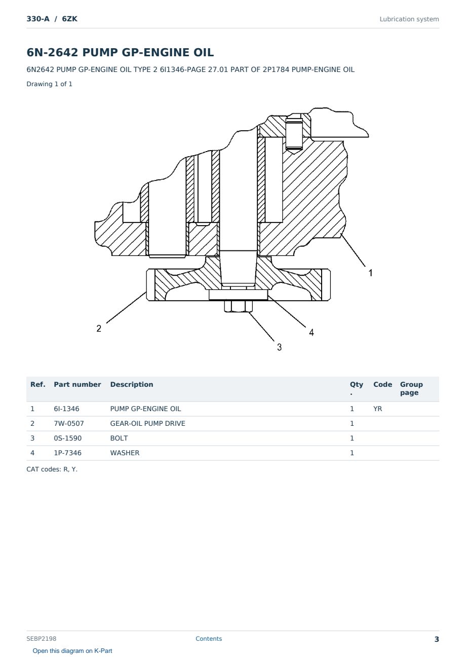 Caterpillar 330-A S/N 6ZK Partsbook SEBP2198 (English) - sample page 3 of 10 Caterpillar 330-A S/N 6ZK Partsbook SEBP2198 (English) - sample page 3 of 10