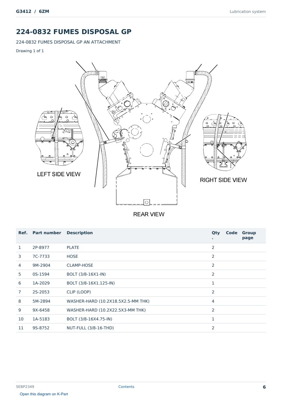Caterpillar G3412 S/N 6ZM Partsbook SEBP2349 (English) - sample page 6 of 10 Caterpillar G3412 S/N 6ZM Partsbook SEBP2349 (English) - sample page 6 of 10
