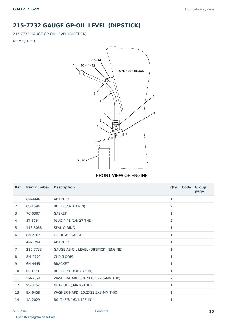 Caterpillar G3412 S/N 6ZM Partsbook SEBP2349 (English) - sample page 10 of 10 Caterpillar G3412 S/N 6ZM Partsbook SEBP2349 (English) - sample page 10 of 10