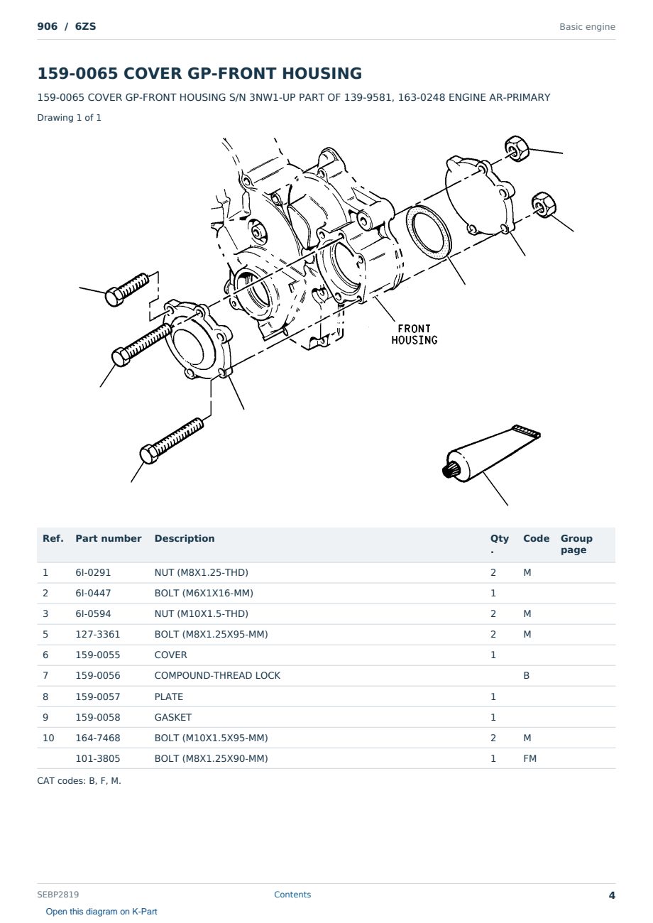 Caterpillar 906 S/N 6ZS Partsbook SEBP2819 (English) - sample page 4 of 10 Caterpillar 906 S/N 6ZS Partsbook SEBP2819 (English) - sample page 4 of 10