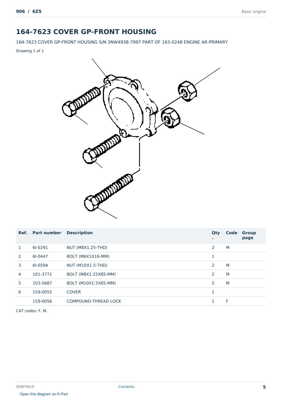 Caterpillar 906 S/N 6ZS Partsbook SEBP2819 (English) - sample page 5 of 10 Caterpillar 906 S/N 6ZS Partsbook SEBP2819 (English) - sample page 5 of 10