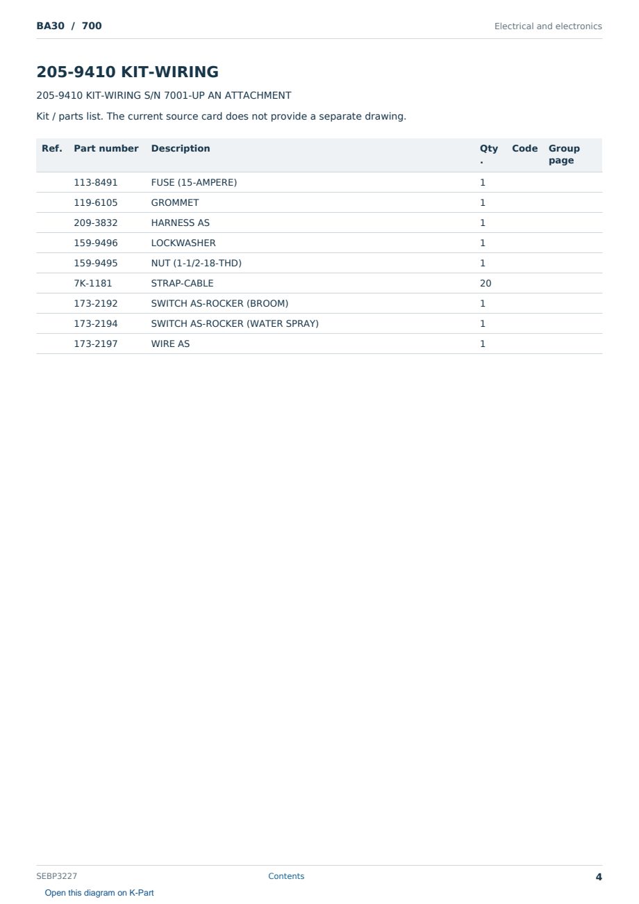 Caterpillar BA30 S/N 700 Partsbook SEBP3227 (English) - sample page 4 of 10 Caterpillar BA30 S/N 700 Partsbook SEBP3227 (English) - sample page 4 of 10