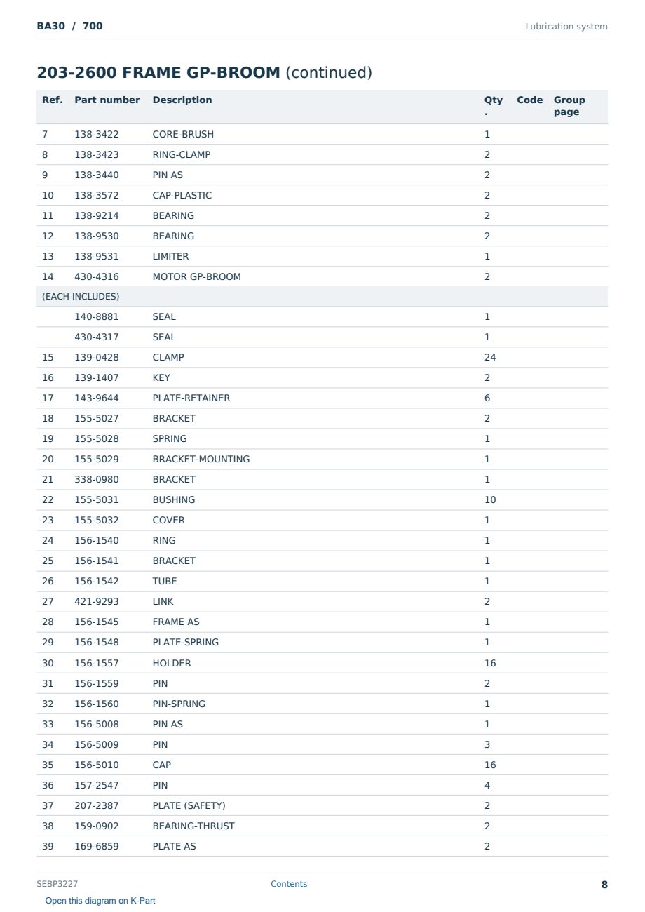 Caterpillar BA30 S/N 700 Partsbook SEBP3227 (English) - sample page 8 of 10 Caterpillar BA30 S/N 700 Partsbook SEBP3227 (English) - sample page 8 of 10