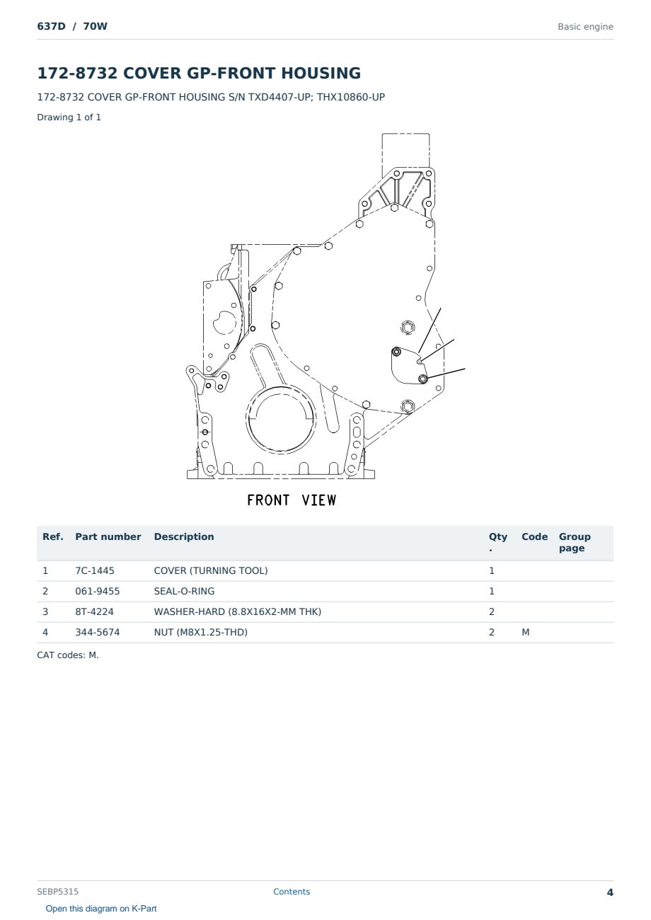 Caterpillar 637D S/N 70W Partsbook SEBP5315 (English) - sample page 4 of 10 Caterpillar 637D S/N 70W Partsbook SEBP5315 (English) - sample page 4 of 10