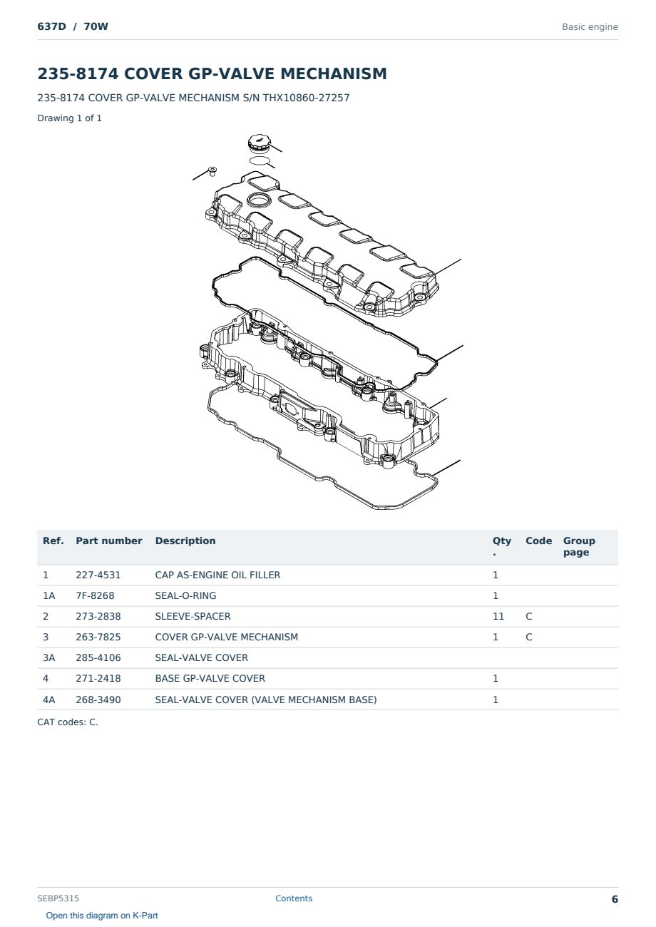 Caterpillar 637D S/N 70W Partsbook SEBP5315 (English) - sample page 6 of 10 Caterpillar 637D S/N 70W Partsbook SEBP5315 (English) - sample page 6 of 10