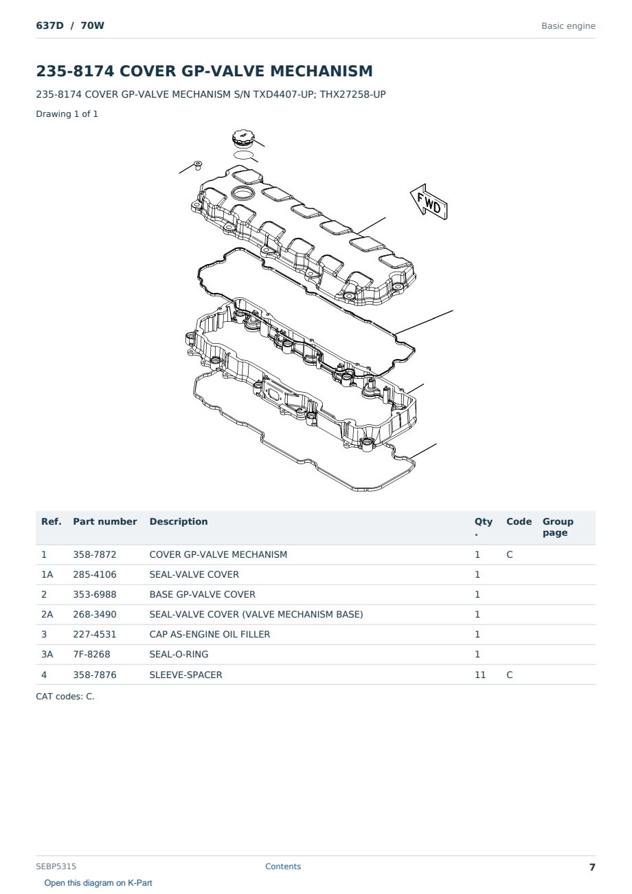 Caterpillar 637D S/N 70W Partsbook SEBP5315 (English) - sample page 7 of 10 Caterpillar 637D S/N 70W Partsbook SEBP5315 (English) - sample page 7 of 10