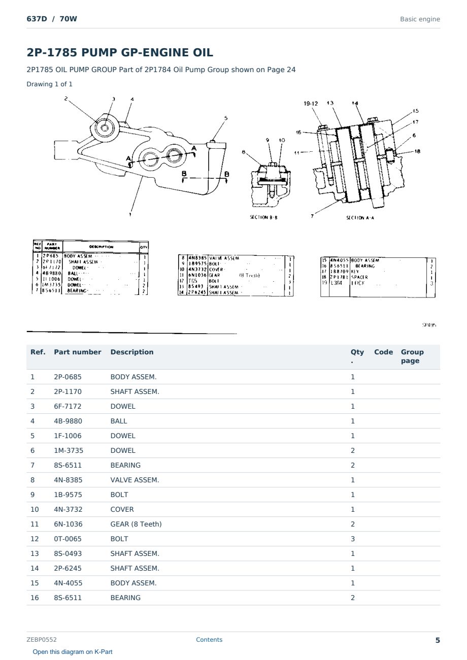 Caterpillar 637D S/N 70W Partsbook ZEBP0552 (English) - sample page 5 of 10 Caterpillar 637D S/N 70W Partsbook ZEBP0552 (English) - sample page 5 of 10