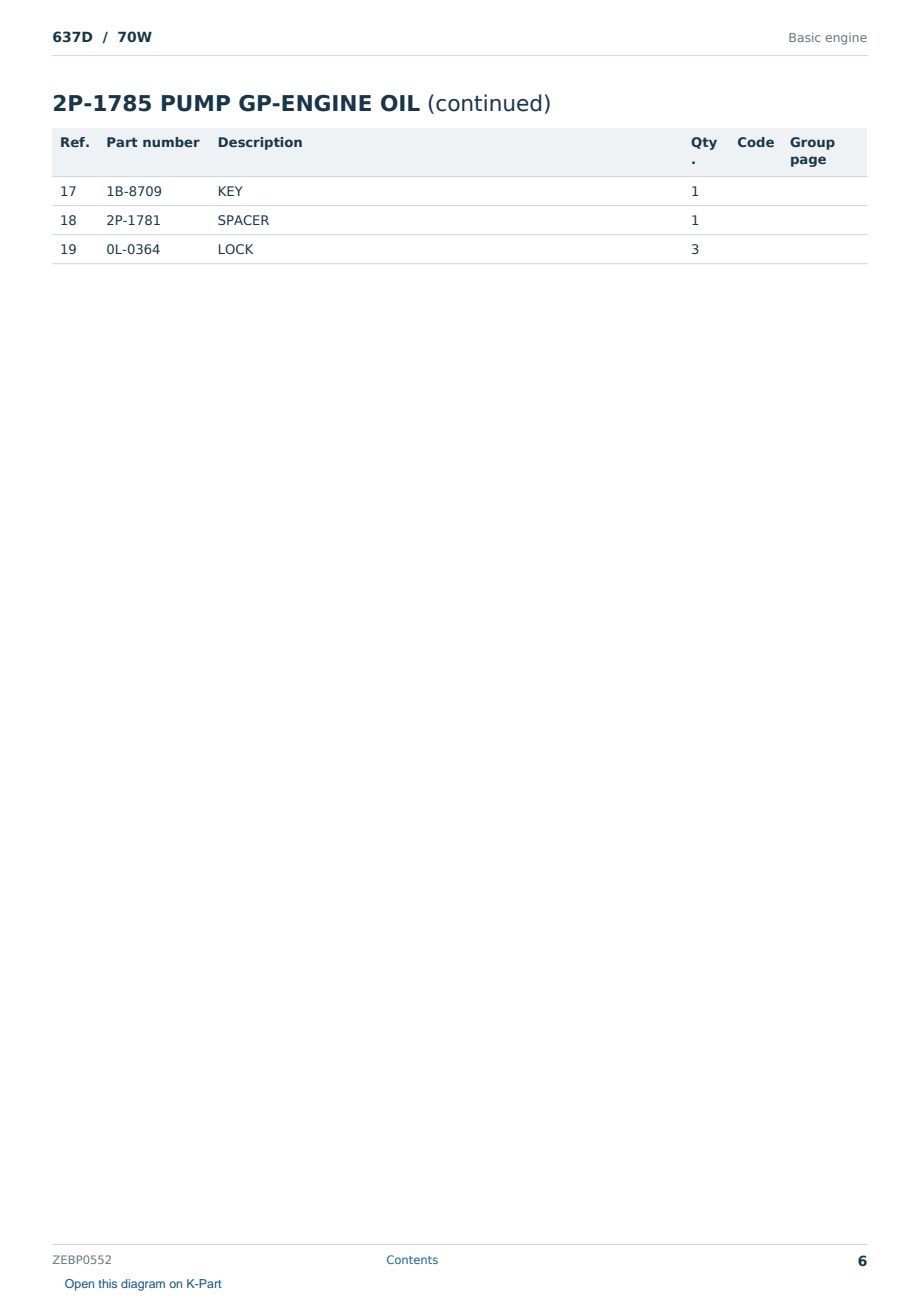 Caterpillar 637D S/N 70W Partsbook ZEBP0552 (English) - sample page 6 of 10 Caterpillar 637D S/N 70W Partsbook ZEBP0552 (English) - sample page 6 of 10