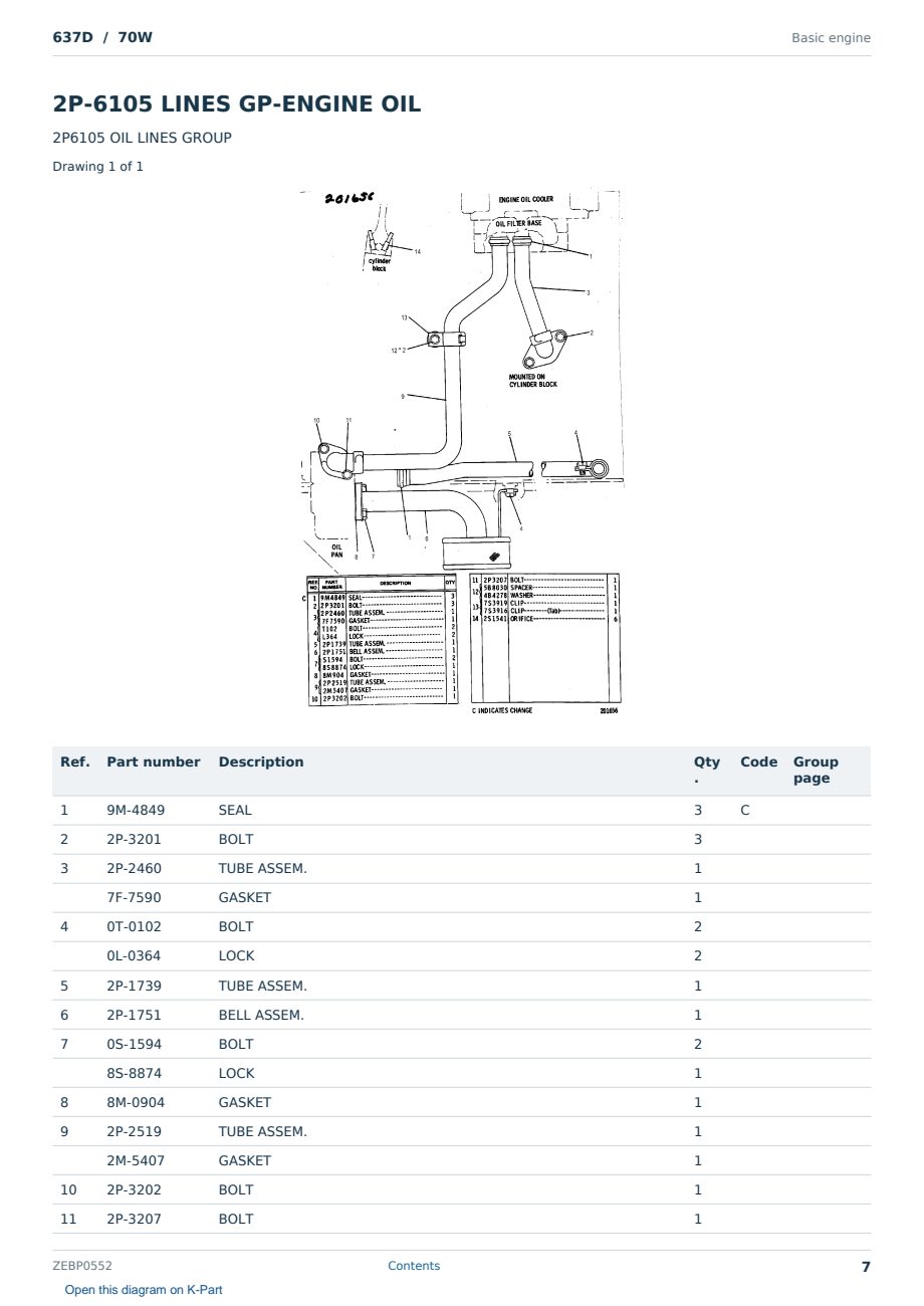 Caterpillar 637D S/N 70W Partsbook ZEBP0552 (English) - sample page 7 of 10 Caterpillar 637D S/N 70W Partsbook ZEBP0552 (English) - sample page 7 of 10