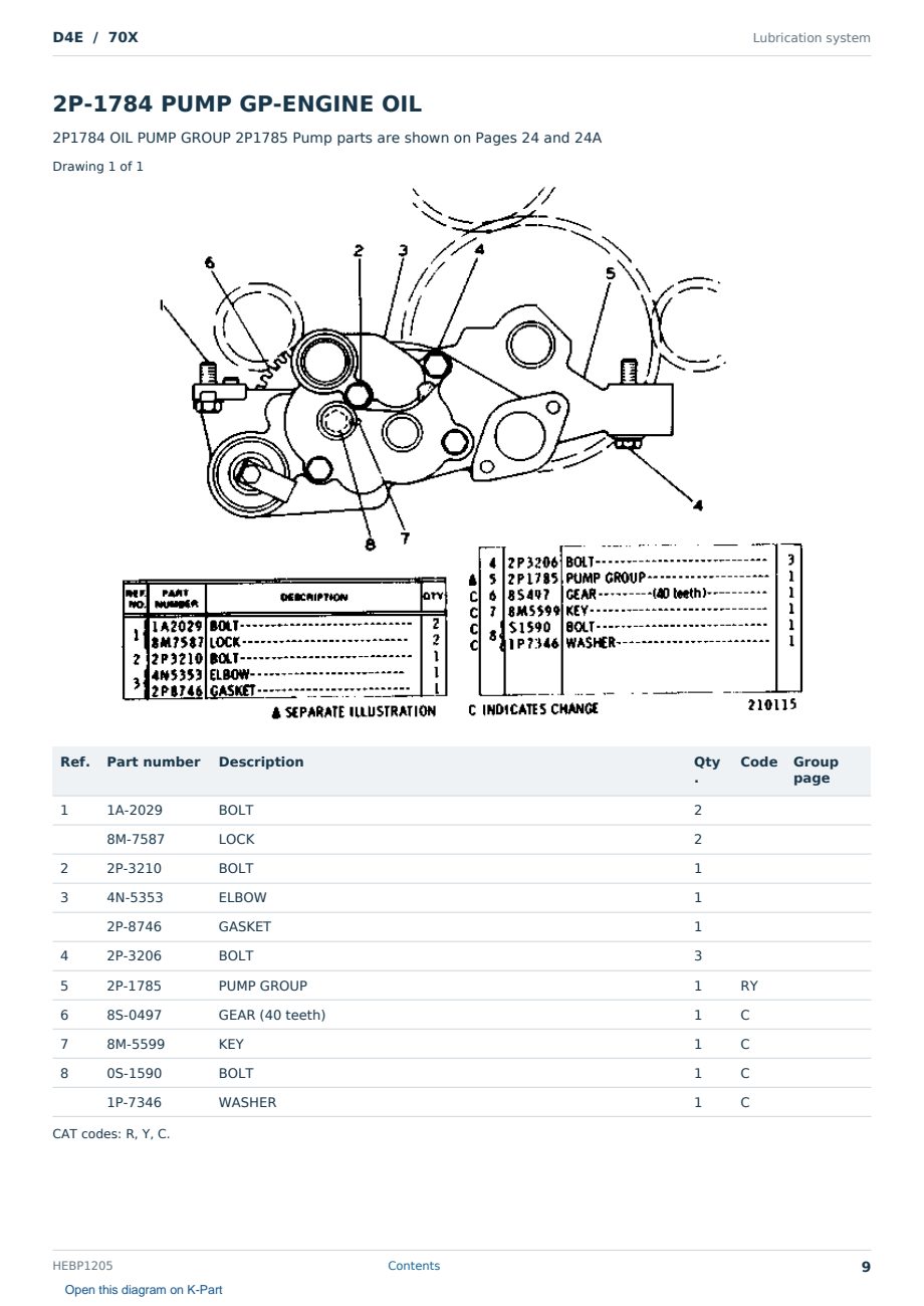 Caterpillar D4E S/N 70X Partsbook HEBP1205 (English) - sample page 9 of 10 Caterpillar D4E S/N 70X Partsbook HEBP1205 (English) - sample page 9 of 10