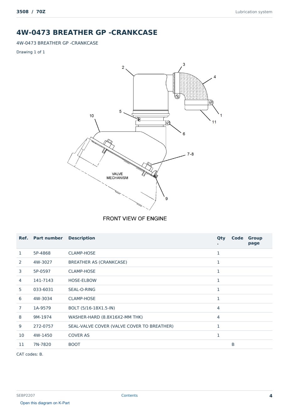 Caterpillar 3508 S/N 70Z Partsbook SEBP2207 (English) - sample page 4 of 10 Caterpillar 3508 S/N 70Z Partsbook SEBP2207 (English) - sample page 4 of 10