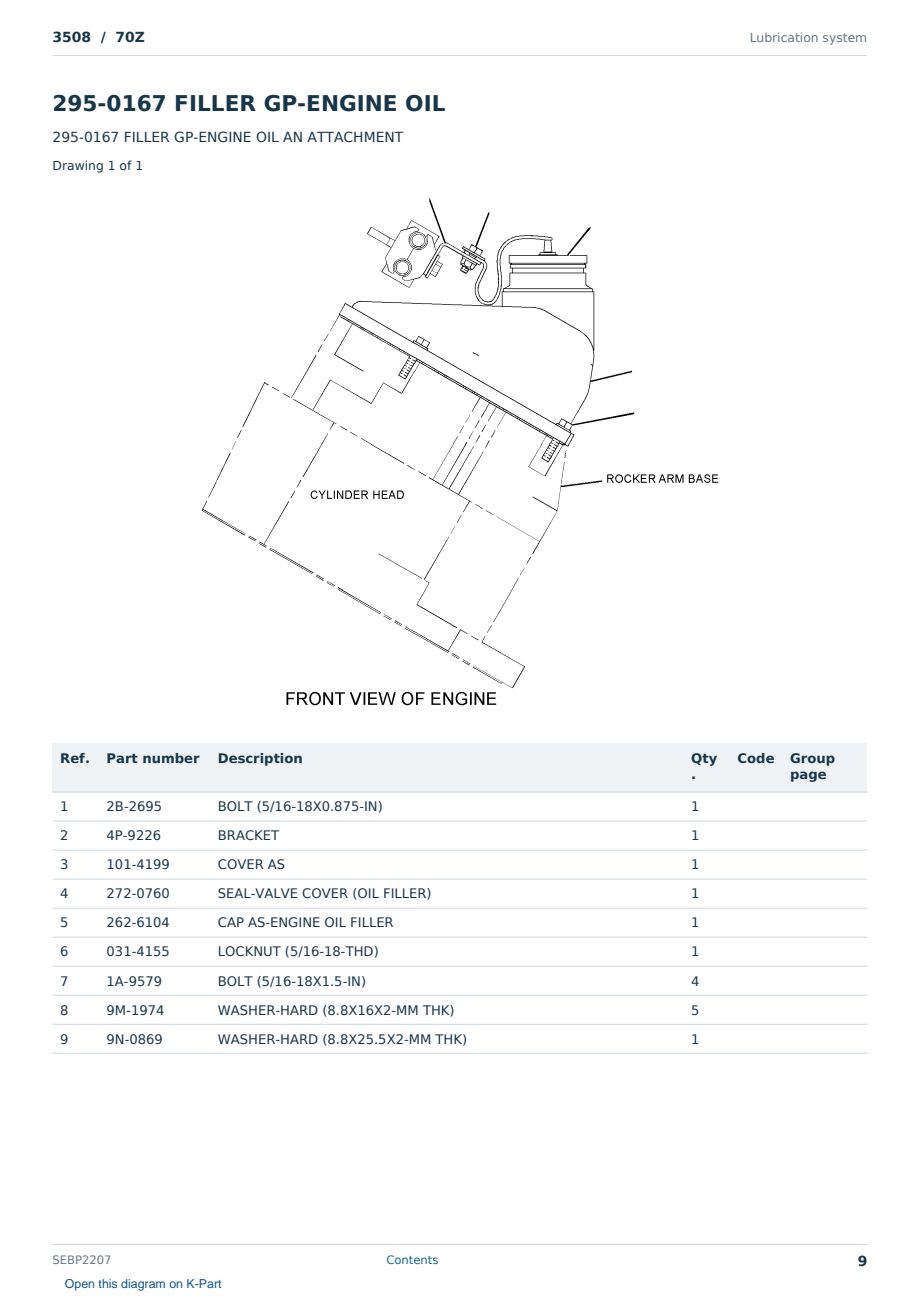 Caterpillar 3508 S/N 70Z Partsbook SEBP2207 (English) - sample page 9 of 10 Caterpillar 3508 S/N 70Z Partsbook SEBP2207 (English) - sample page 9 of 10