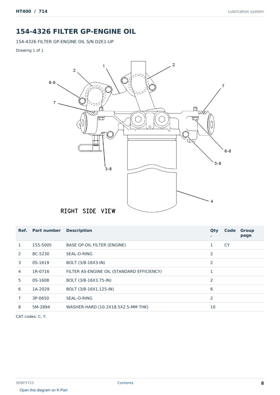 Caterpillar HT400 S/N 714 Partsbook SEBP3725 (English) - sample page 8 of 10 Caterpillar HT400 S/N 714 Partsbook SEBP3725 (English) - sample page 8 of 10