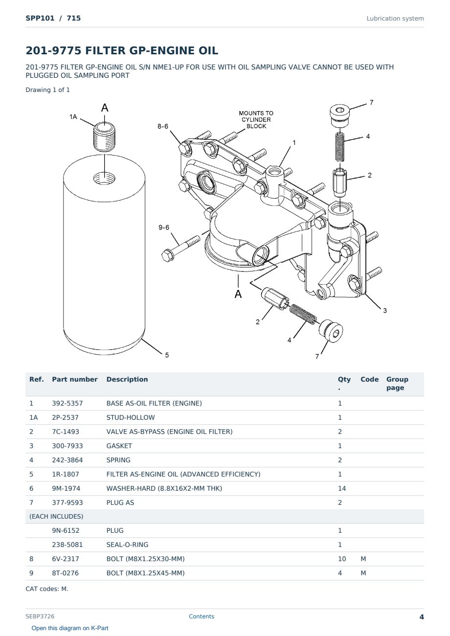 Caterpillar SPP101 S/N 715 Partsbook SEBP3726 (English) - sample page 4 of 10 Caterpillar SPP101 S/N 715 Partsbook SEBP3726 (English) - sample page 4 of 10