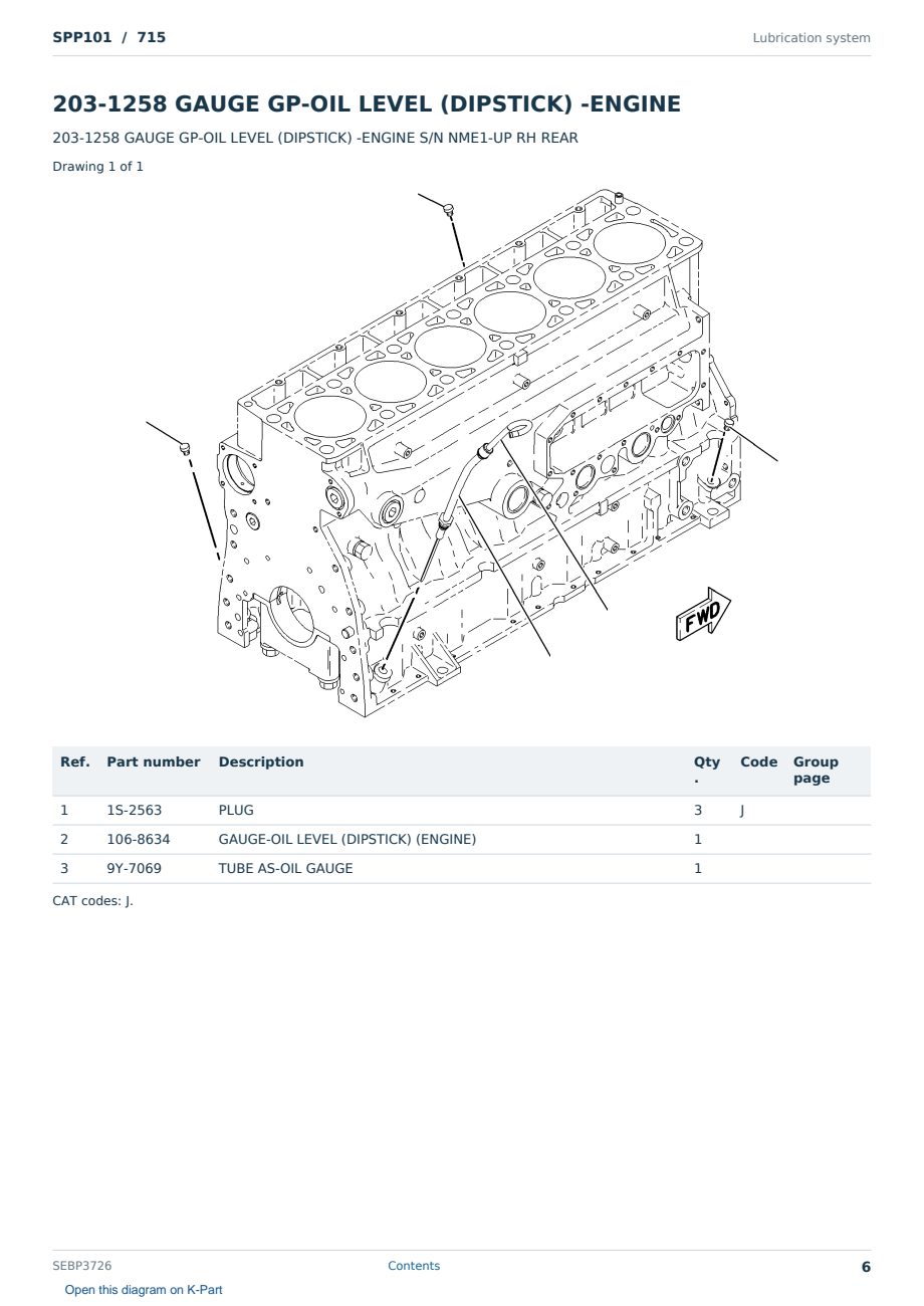 Caterpillar SPP101 S/N 715 Partsbook SEBP3726 (English) - sample page 6 of 10 Caterpillar SPP101 S/N 715 Partsbook SEBP3726 (English) - sample page 6 of 10