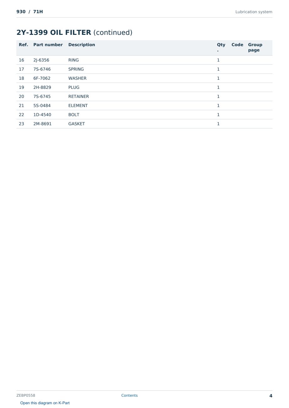 Caterpillar 930 S/N 71H Partsbook ZEBP0558 (English) - sample page 4 of 10 Caterpillar 930 S/N 71H Partsbook ZEBP0558 (English) - sample page 4 of 10