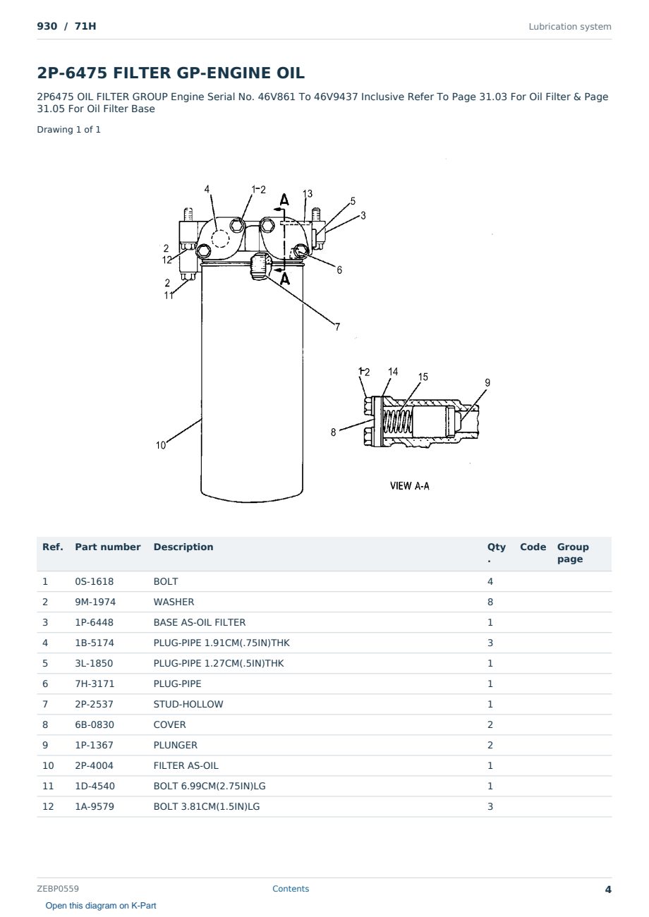Caterpillar 930 S/N 71H Partsbook ZEBP0559 (English) - sample page 4 of 10 Caterpillar 930 S/N 71H Partsbook ZEBP0559 (English) - sample page 4 of 10