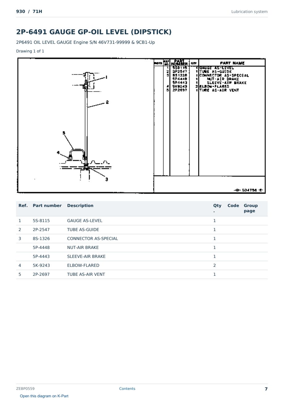 Caterpillar 930 S/N 71H Partsbook ZEBP0559 (English) - sample page 7 of 10 Caterpillar 930 S/N 71H Partsbook ZEBP0559 (English) - sample page 7 of 10