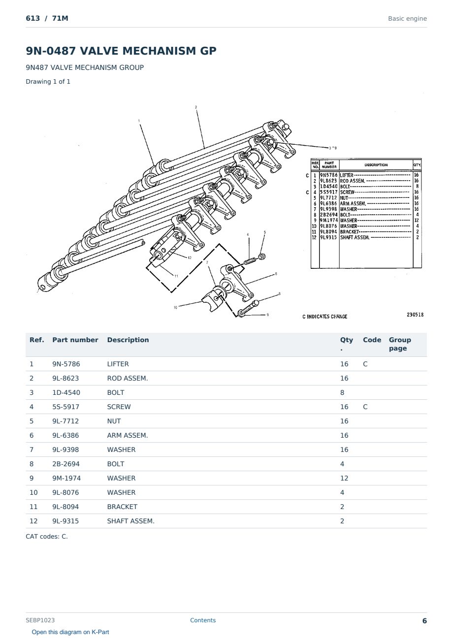 Caterpillar 613 S/N 71M Partsbook SEBP1023 (English) - sample page 6 of 10 Caterpillar 613 S/N 71M Partsbook SEBP1023 (English) - sample page 6 of 10