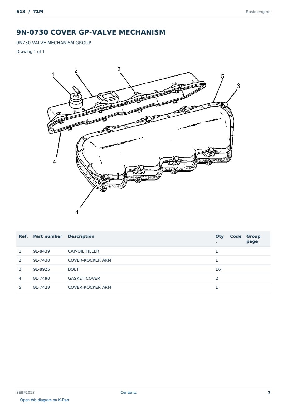 Caterpillar 613 S/N 71M Partsbook SEBP1023 (English) - sample page 7 of 10 Caterpillar 613 S/N 71M Partsbook SEBP1023 (English) - sample page 7 of 10