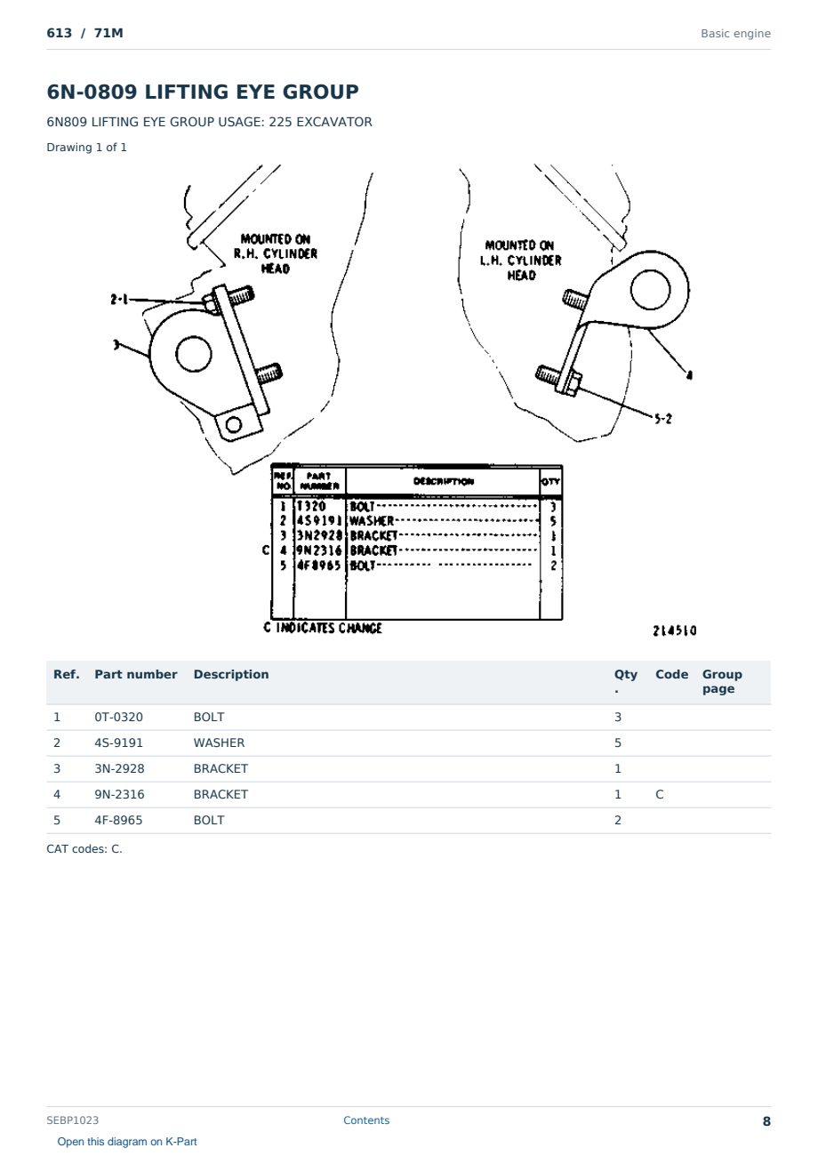 Caterpillar 613 S/N 71M Partsbook SEBP1023 (English) - sample page 8 of 10 Caterpillar 613 S/N 71M Partsbook SEBP1023 (English) - sample page 8 of 10
