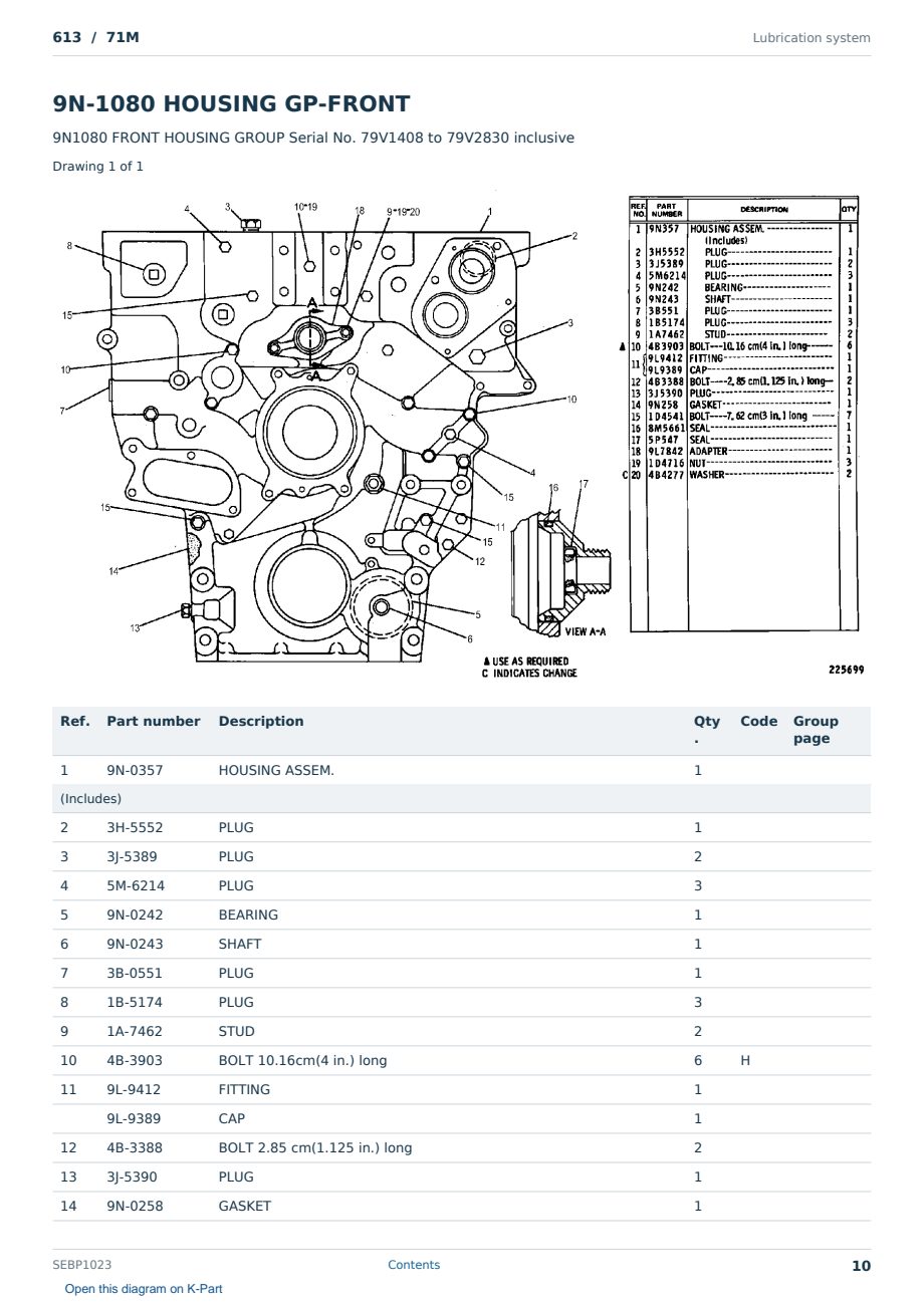 Caterpillar 613 S/N 71M Partsbook SEBP1023 (English) - sample page 10 of 10 Caterpillar 613 S/N 71M Partsbook SEBP1023 (English) - sample page 10 of 10