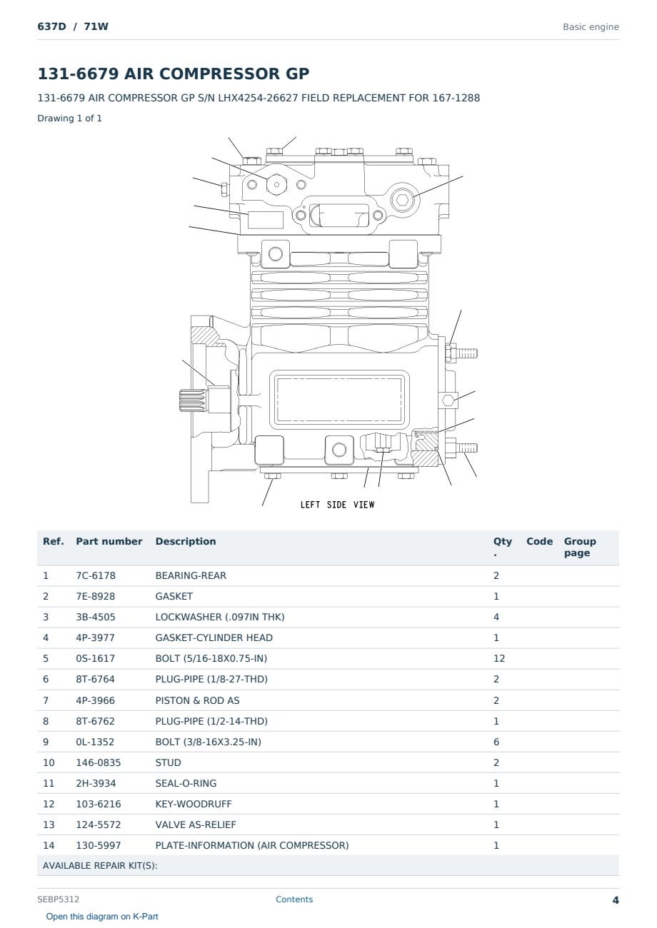 Caterpillar 637D S/N 71W Partsbook SEBP5312 (English) - sample page 4 of 10 Caterpillar 637D S/N 71W Partsbook SEBP5312 (English) - sample page 4 of 10
