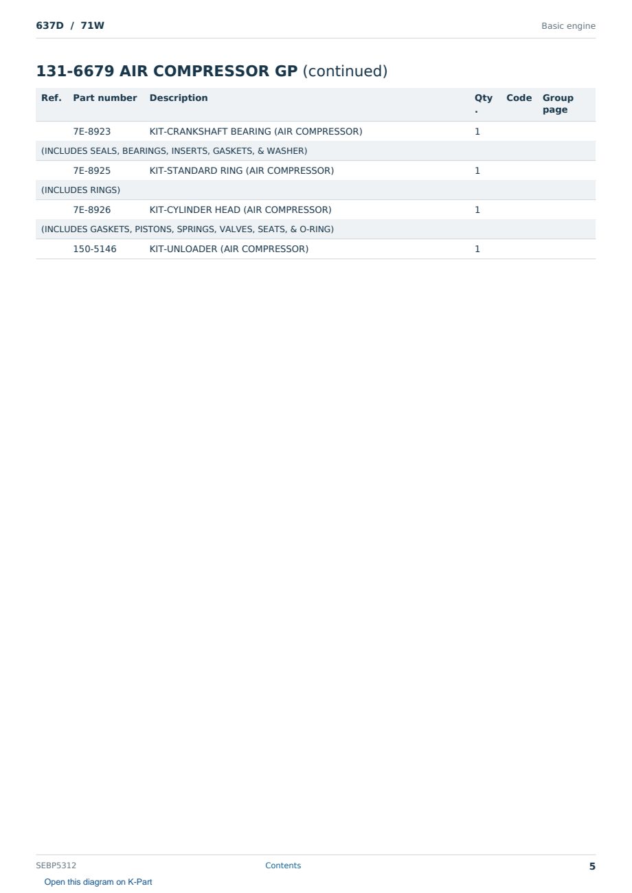 Caterpillar 637D S/N 71W Partsbook SEBP5312 (English) - sample page 5 of 10 Caterpillar 637D S/N 71W Partsbook SEBP5312 (English) - sample page 5 of 10