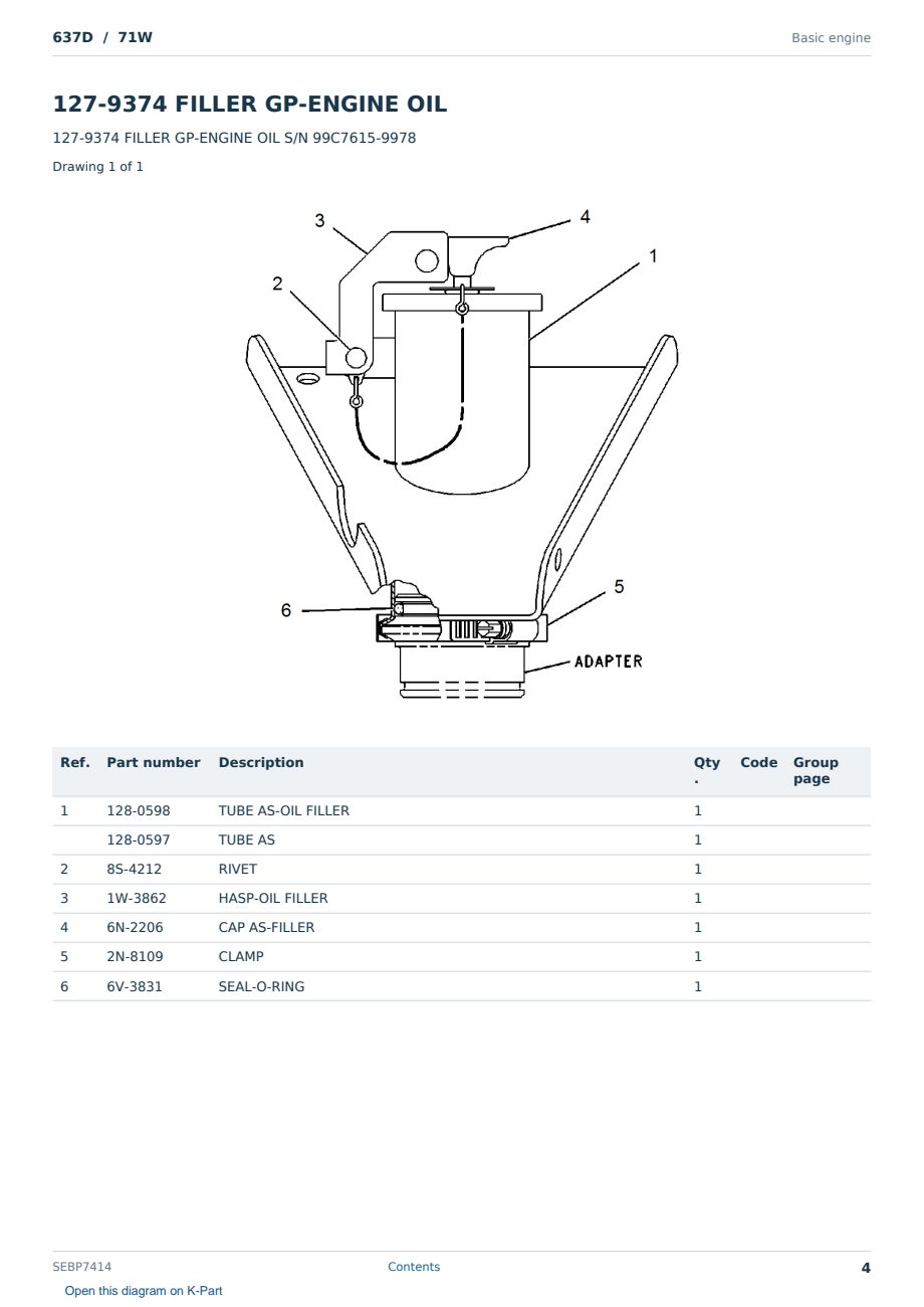 Caterpillar 637D S/N 71W Partsbook SEBP7414 (English) - sample page 4 of 10 Caterpillar 637D S/N 71W Partsbook SEBP7414 (English) - sample page 4 of 10