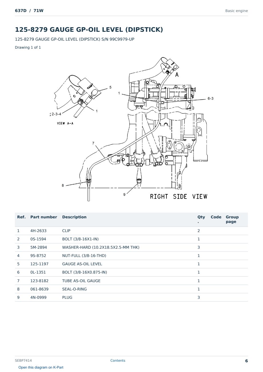 Caterpillar 637D S/N 71W Partsbook SEBP7414 (English) - sample page 6 of 10 Caterpillar 637D S/N 71W Partsbook SEBP7414 (English) - sample page 6 of 10