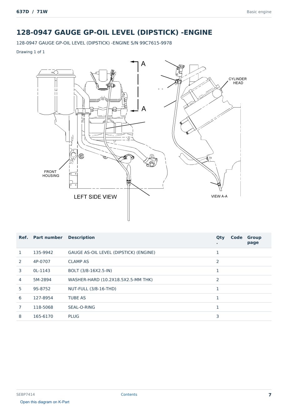 Caterpillar 637D S/N 71W Partsbook SEBP7414 (English) - sample page 7 of 10 Caterpillar 637D S/N 71W Partsbook SEBP7414 (English) - sample page 7 of 10
