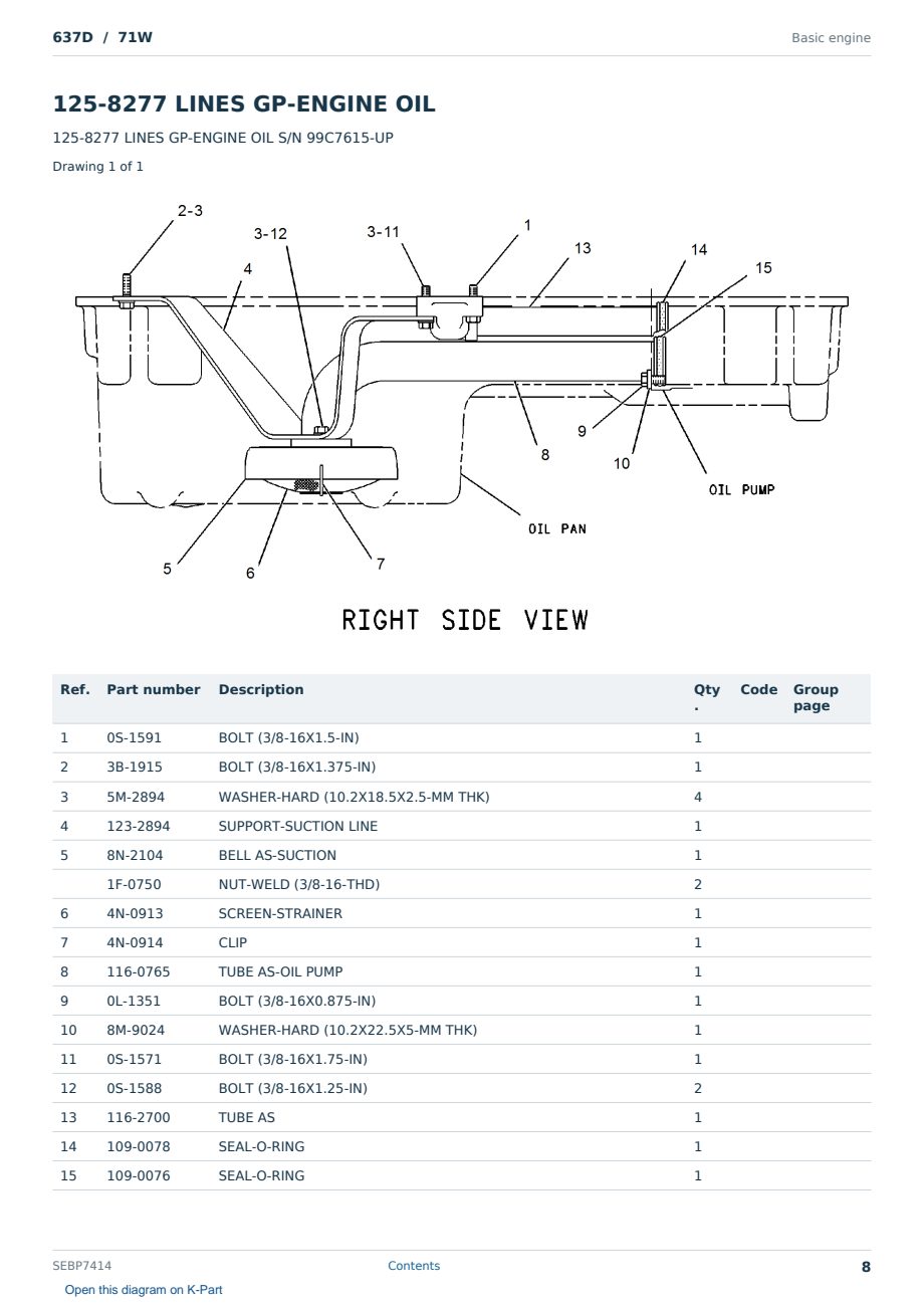 Caterpillar 637D S/N 71W Partsbook SEBP7414 (English) - sample page 8 of 10 Caterpillar 637D S/N 71W Partsbook SEBP7414 (English) - sample page 8 of 10