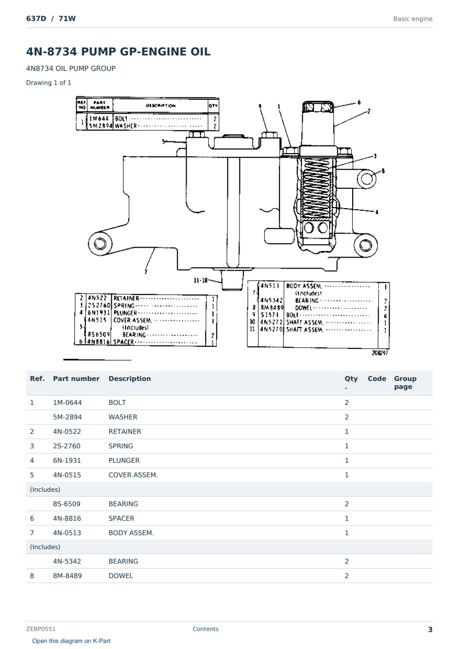 Caterpillar 637D S/N 71W Partsbook ZEBP0551 (English) - sample page 3 of 10 Caterpillar 637D S/N 71W Partsbook ZEBP0551 (English) - sample page 3 of 10