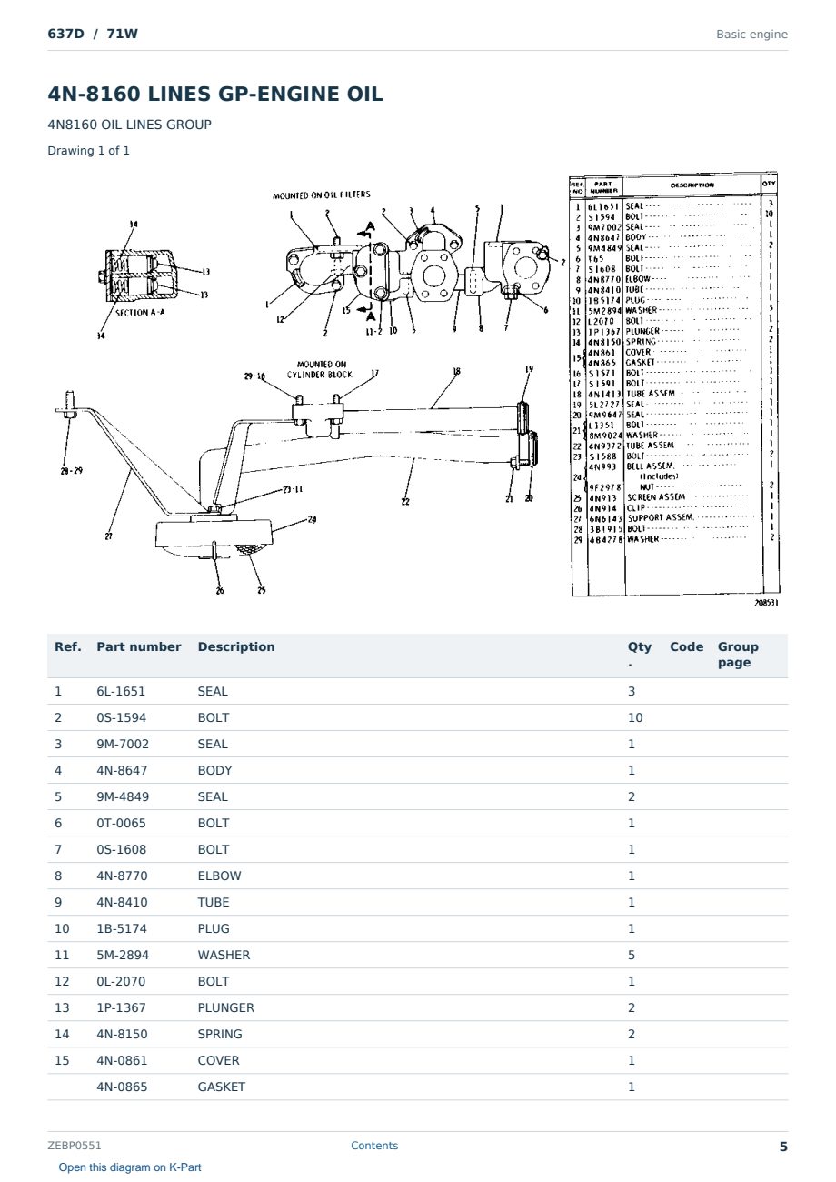 Caterpillar 637D S/N 71W Partsbook ZEBP0551 (English) - sample page 5 of 10 Caterpillar 637D S/N 71W Partsbook ZEBP0551 (English) - sample page 5 of 10