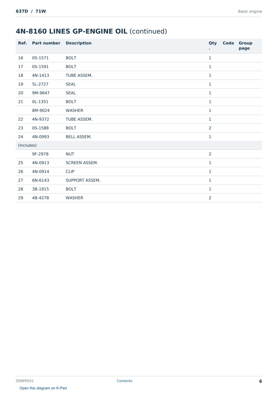 Caterpillar 637D S/N 71W Partsbook ZEBP0551 (English) - sample page 6 of 10 Caterpillar 637D S/N 71W Partsbook ZEBP0551 (English) - sample page 6 of 10