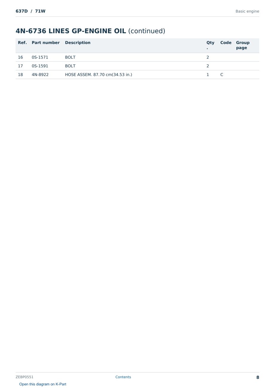 Caterpillar 637D S/N 71W Partsbook ZEBP0551 (English) - sample page 8 of 10 Caterpillar 637D S/N 71W Partsbook ZEBP0551 (English) - sample page 8 of 10
