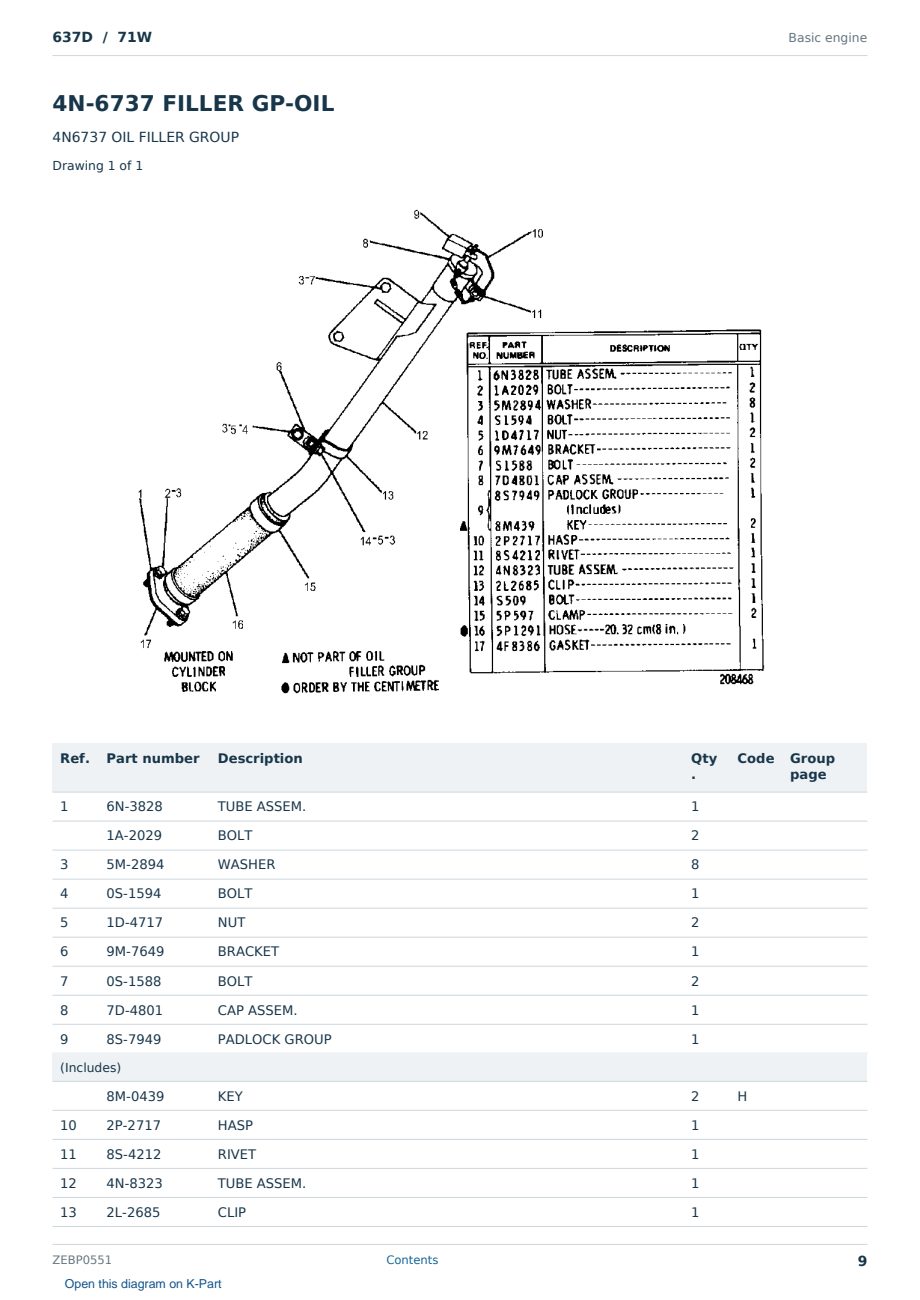 Caterpillar 637D S/N 71W Partsbook ZEBP0551 (English) - sample page 9 of 10 Caterpillar 637D S/N 71W Partsbook ZEBP0551 (English) - sample page 9 of 10
