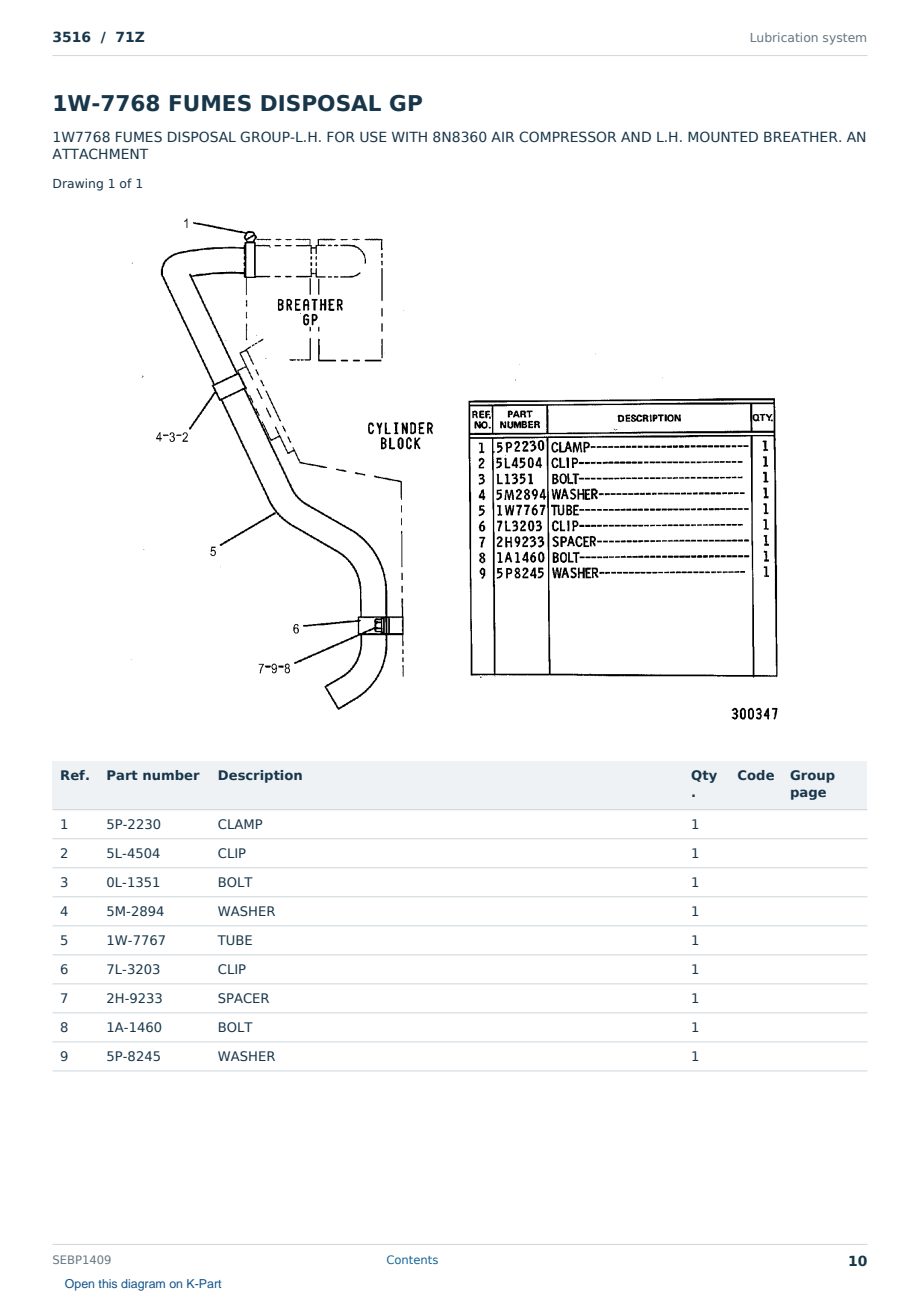 Caterpillar 3516 S/N 71Z Partsbook SEBP1409 (English) - sample page 10 of 10 Caterpillar 3516 S/N 71Z Partsbook SEBP1409 (English) - sample page 10 of 10