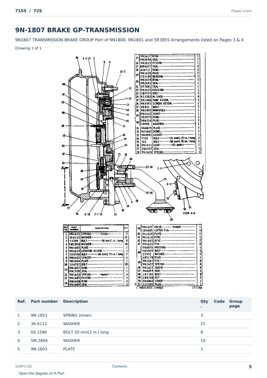 Caterpillar 7155 S/N 72S Partsbook SEBP1182 (English) - sample page 5 of 10 Caterpillar 7155 S/N 72S Partsbook SEBP1182 (English) - sample page 5 of 10