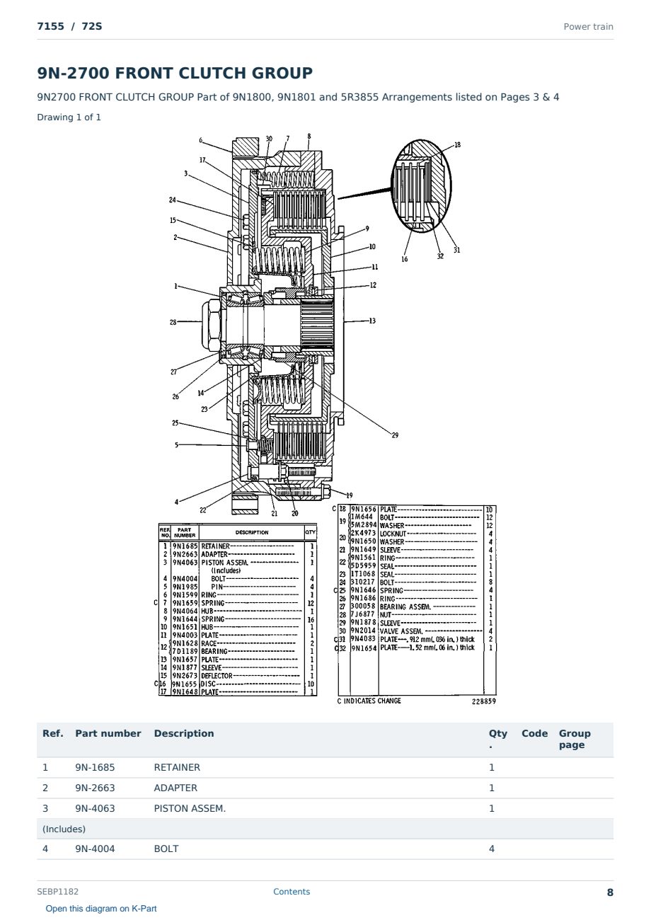 Caterpillar 7155 S/N 72S Partsbook SEBP1182 (English) - sample page 8 of 10 Caterpillar 7155 S/N 72S Partsbook SEBP1182 (English) - sample page 8 of 10