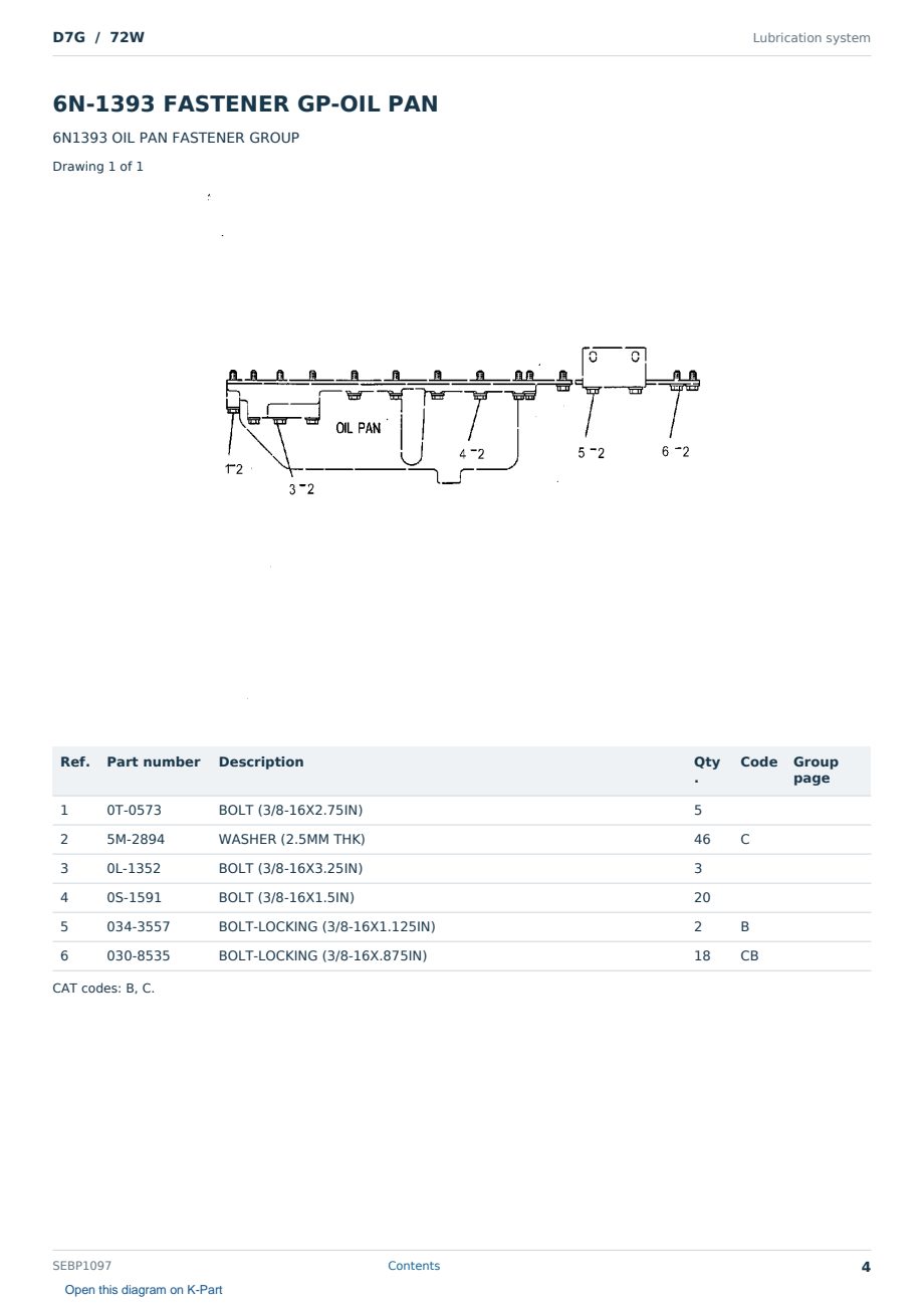 Caterpillar D7G S/N 72W Partsbook SEBP1097 (English) - sample page 4 of 10 Caterpillar D7G S/N 72W Partsbook SEBP1097 (English) - sample page 4 of 10