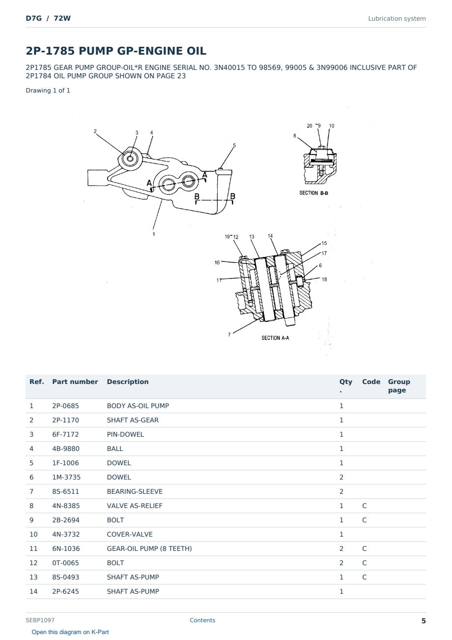 Caterpillar D7G S/N 72W Partsbook SEBP1097 (English) - sample page 5 of 10 Caterpillar D7G S/N 72W Partsbook SEBP1097 (English) - sample page 5 of 10