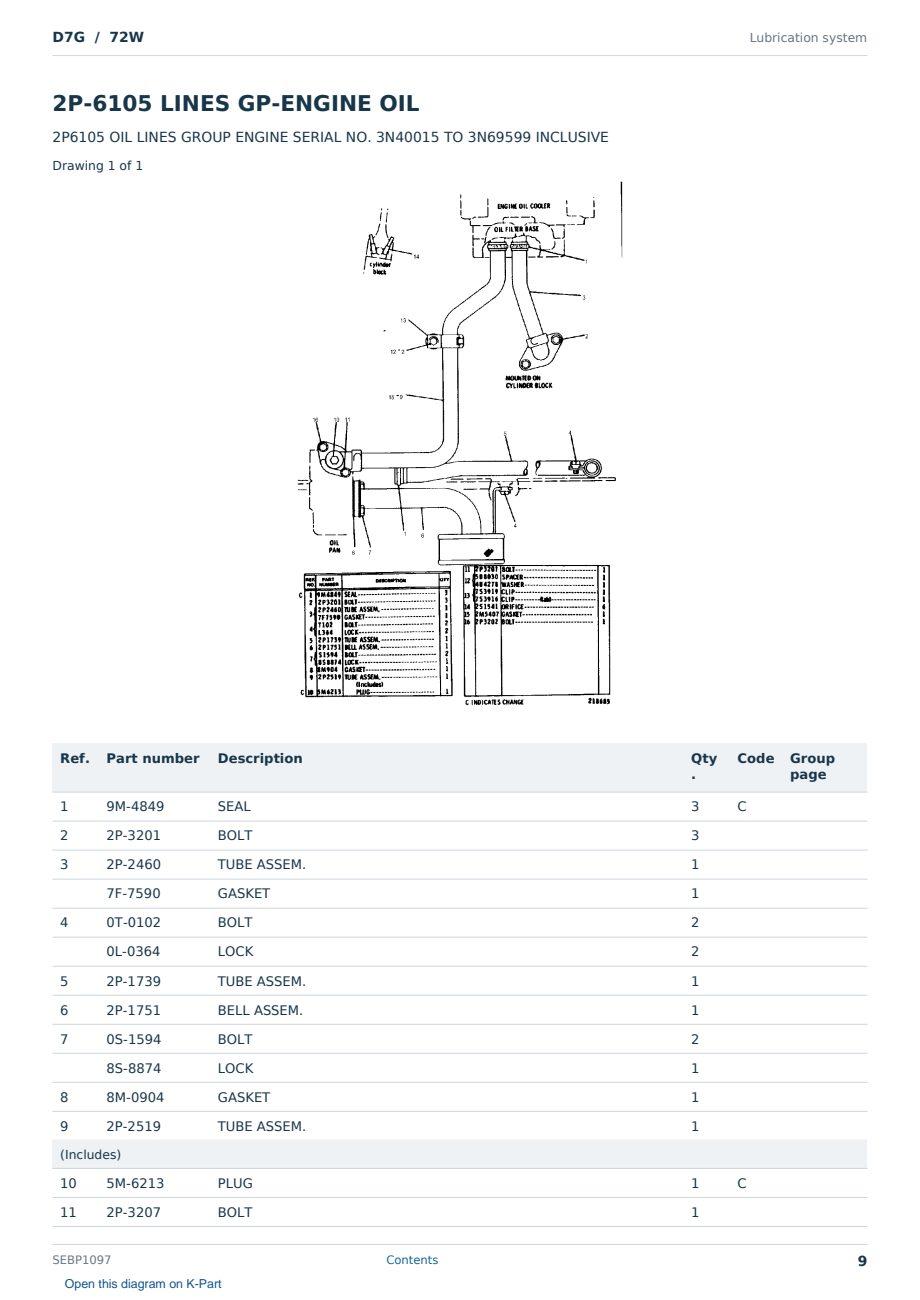 Caterpillar D7G S/N 72W Partsbook SEBP1097 (English) - sample page 9 of 10 Caterpillar D7G S/N 72W Partsbook SEBP1097 (English) - sample page 9 of 10