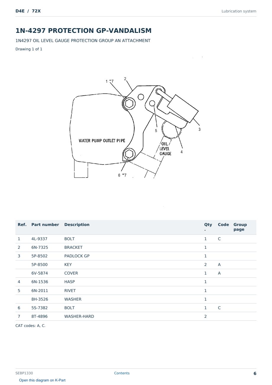 Caterpillar D4E S/N 72X Partsbook SEBP1330 (English) - sample page 6 of 10 Caterpillar D4E S/N 72X Partsbook SEBP1330 (English) - sample page 6 of 10